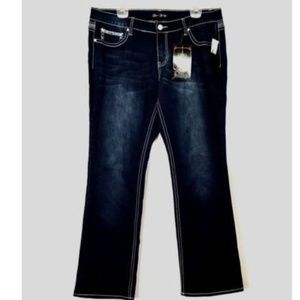 Love Indigo Jeans Dark Boot Cut Bling Sz 18 NWT